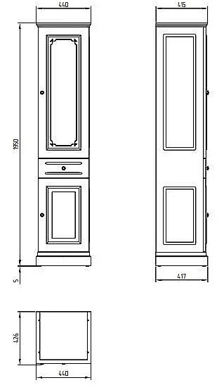 Пенал Migliore Ravenna 27069 Oliva Dorato правый для ванной в интернет-магазине сантехники Sanbest