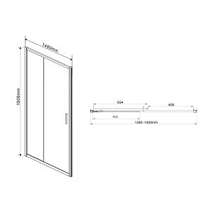 Душевая дверь Vincea Garda VDS-1G140CLGM 140 профиль вороненая сталь/стекло прозрачное купить в интернет-магазине Sanbest