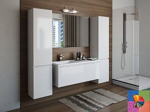 Тумба с раковиной Эстет Dallas Luxe 130 подвесная 1 длинный ящик/любой цвет тумбы и раковины с блестками под заказ для ванной в интернет-магазине Sanbest