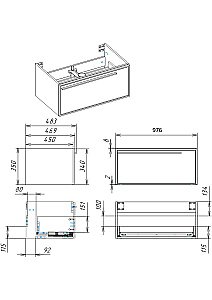 Тумба с раковиной LA FENICE Elba Blu Grigio 100 синяя для ванной в интернет-магазине Sanbest