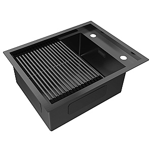 Кухонная мойка Paulmark SHELF PM725846-GM вороненая сталь купить в интернет-магазине сантехники Sanbest