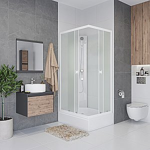 Душевая кабина Niagara Promo P110/80/26Q/MT/BK 110х80 без крыши, матовое/профиль белый купить в интернет-магазине Sanbest