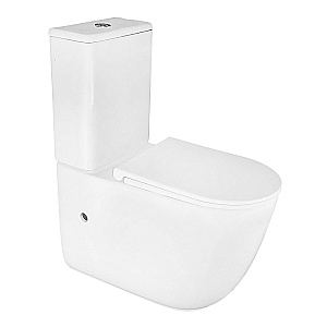 Унитаз напольный Azario Riano AZ-1307A белый, безободковый, с бачком, с крышкой микролифт, слив торнадо купить в интернет-магазине Sanbest