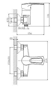 Смеситель для душа Rossinka T T40-41 купить в интернет-магазине сантехники Sanbest