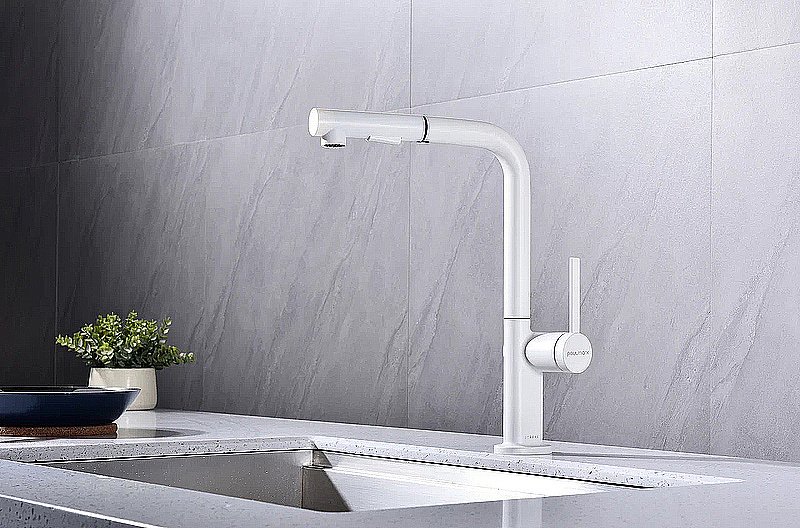 Смеситель для кухни Paulmark Neo Ne214419-WH белый матовый купить в интернет-магазине сантехники Sanbest