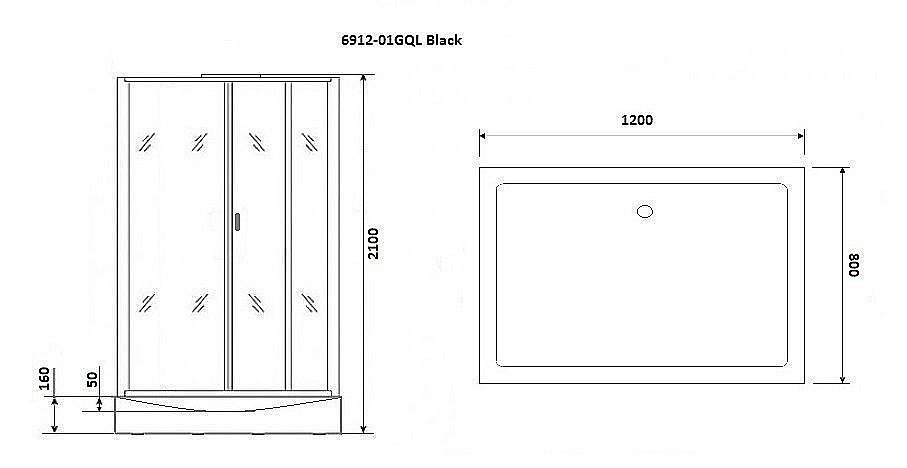 Душевая кабина с сенсором Niagara Premium BLACK 80x120 купить в интернет-магазине Sanbest