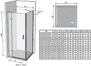 Душевой уголок Ravak Smartline SMSD2 А+SMPS 90х90 профиль хром/стекло прозрачное купить в интернет-магазине Sanbest