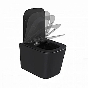 Унитаз подвесной BAS KVADRO BLACK безободковый, с крышкой микролифт, черный купить в интернет-магазине Sanbest