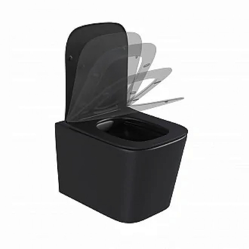 Унитаз подвесной BAS KVADRO BLACK безободковый, с крышкой микролифт, черный купить в интернет-магазине Sanbest