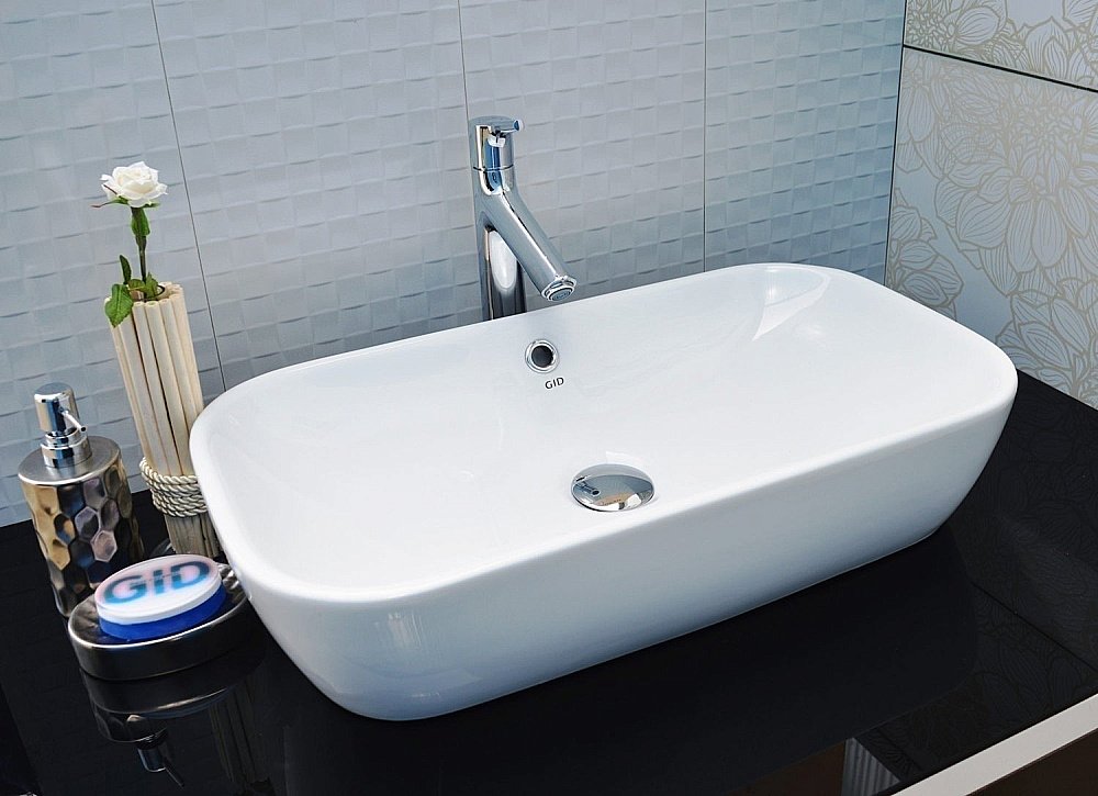 Раковина накладная Gid Geometrico 61 N9217 51132 белая купить в интернет-магазине Sanbest