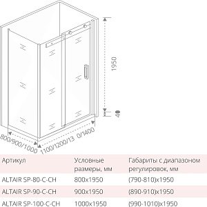 Душевой угол Good door ALTAIR WTW+SP 140x90 купить в интернет-магазине Sanbest