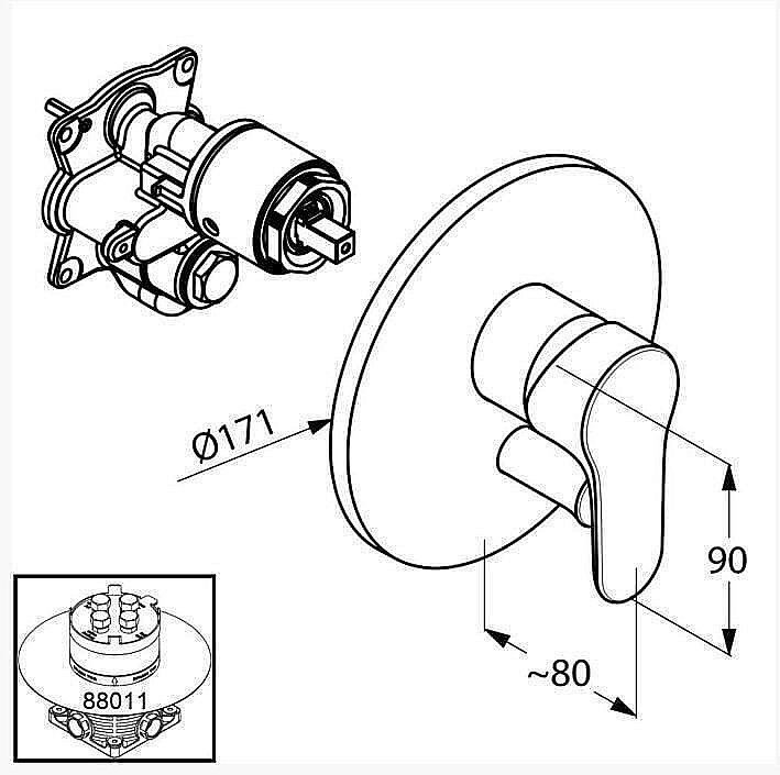 Смеситель для душа Kludi Objekta 326500575 купить в интернет-магазине сантехники Sanbest