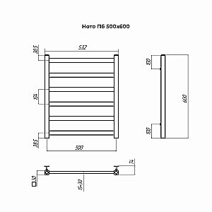 Полотенцесушитель водяной Terminus Ното П6 500х600 купить в интернет-магазине сантехники Sanbest