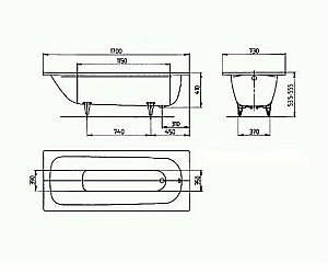 Ванна стальная Kaldewei Saniform Plus 371-1 170х73 112930003001 Antislip Perl-Effekt белый купить в интернет-магазине Sanbest
