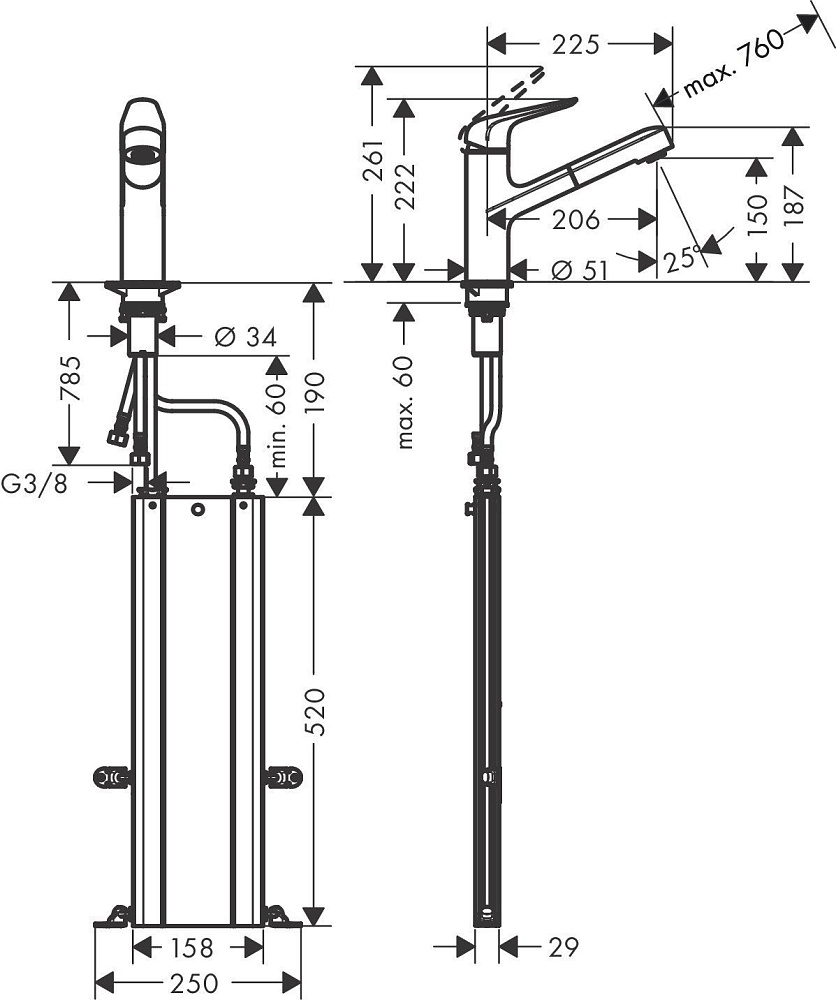 Смеситель для кухни Hansgrohe Focus M42 150 71829000 купить в интернет-магазине сантехники Sanbest