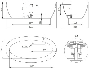 Ванна S-Stone Salini ALDA Nuova 101922M 170x80 Матовая купить в интернет-магазине Sanbest