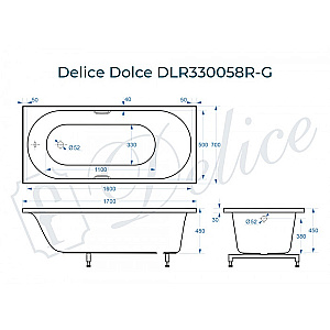 Ванна Delice Dolce DLR330058R-G 170х70 белая/ручки хром купить в интернет-магазине Sanbest