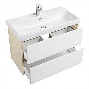 Тумба с раковиной Акватон Сканди 80 белая/дуб верона для ванной в интернет-магазине Sanbest