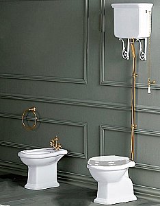 Унитаз SIMAS Lante LA02 с высоким бачком, белый/золото купить в интернет-магазине Sanbest