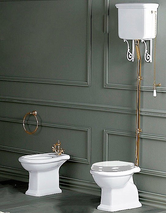 Унитаз SIMAS Lante LA02 с высоким бачком, белый/золото купить в интернет-магазине Sanbest