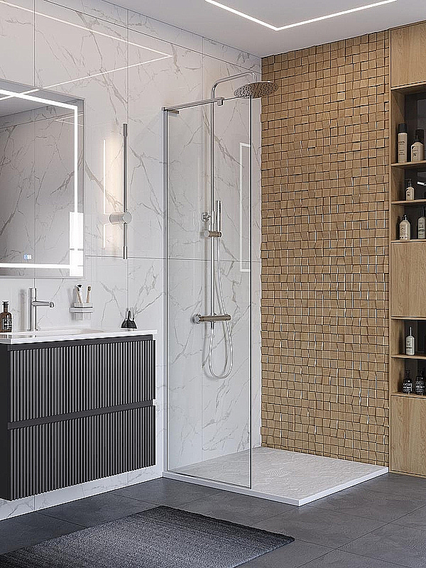 Душевое ограждение BelBagno UNO-L-1-TB 60 стекло прозрачное/профиль хром купить в интернет-магазине Sanbest