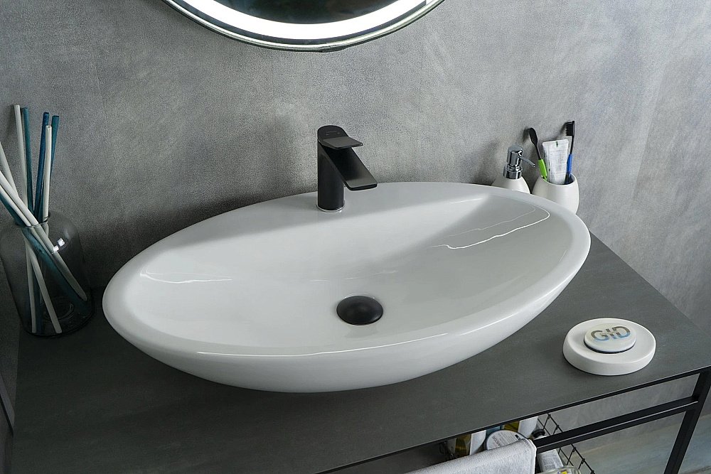 Раковина накладная Gid Lago 61 N9435 51149 белая купить в интернет-магазине Sanbest