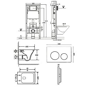 Унитаз подвесной Orange CI02-100W+APB144 безободковый, с крышкой микролифт, с инсталляцией, белый/кнопка черная купить в интернет-магазине Sanbest