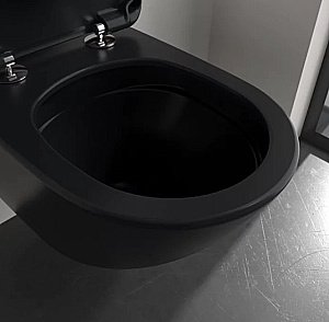 Унитаз подвесной Villeroy&Boch Antao 4674T0R7 черный, безободковый, слив торнадо купить в интернет-магазине Sanbest