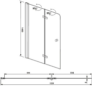 Шторка на ванну Aquanet Beta 4 120 NF6222-hinge прозрачное стекло/профиль хром купить в интернет-магазине Sanbest