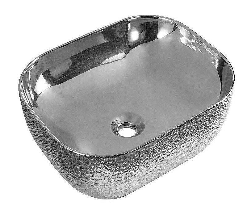 Раковина накладная CeramaLux NC 45,5 D1333H009 серебро купить в интернет-магазине Sanbest