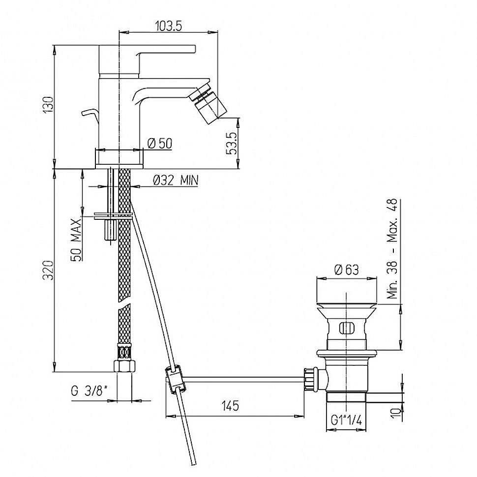 Смеситель для биде PAINI Arena 92CR3062SFTKM хром купить в интернет-магазине сантехники Sanbest