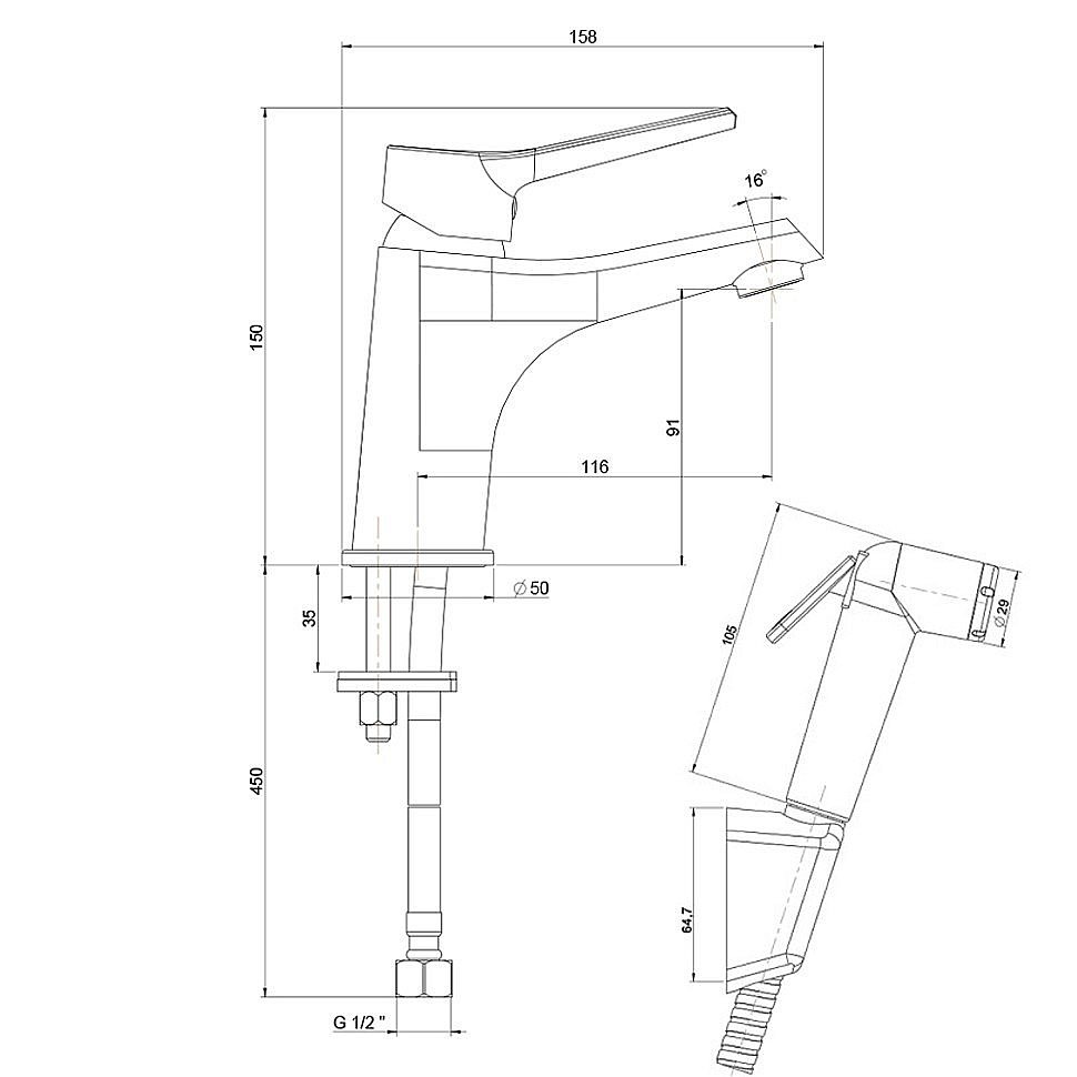 Смеситель для раковины PAINI Messina MECR205/574 хром купить в интернет-магазине сантехники Sanbest