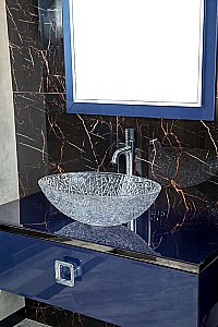 Консоль с раковиной и столешницей Armadi Art LUCIDO 770-100-BL 100 насыщенный синий для ванной в интернет-магазине сантехники Sanbest