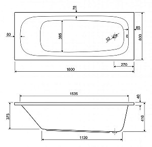Ванна акриловая Cezares ECO-180-80-41-W37 купить в интернет-магазине Sanbest