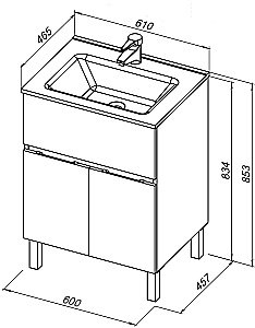 Тумба с раковиной Aquanet Алвита New 277548 60 серый для ванной в интернет-магазине Sanbest