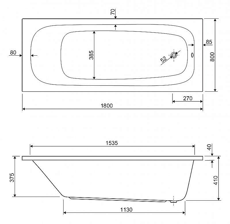 Ванна акриловая Cezares ECO-180-80-41-W37 купить в интернет-магазине Sanbest
