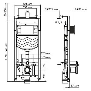 Инсталляция для унитаза WasserKraft Alme 15TLT.010.ME.BN03 кнопка никель купить в интернет-магазине сантехники Sanbest
