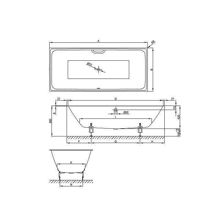 Ванна Bette Loft 3171-000 170x80 купить в интернет-магазине Sanbest