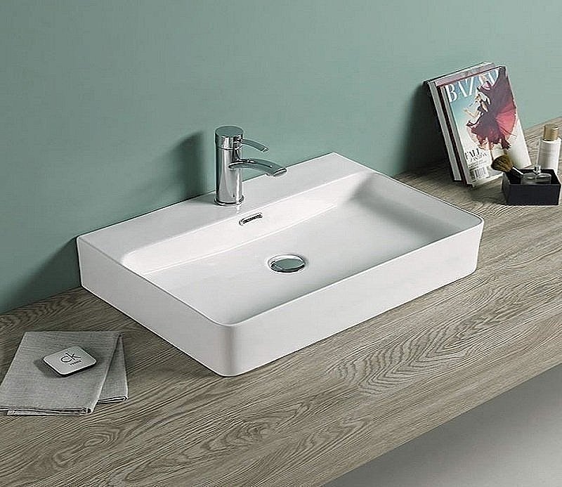 Раковина накладная Ceramalux N 60,5 D1338 белая купить в интернет-магазине Sanbest