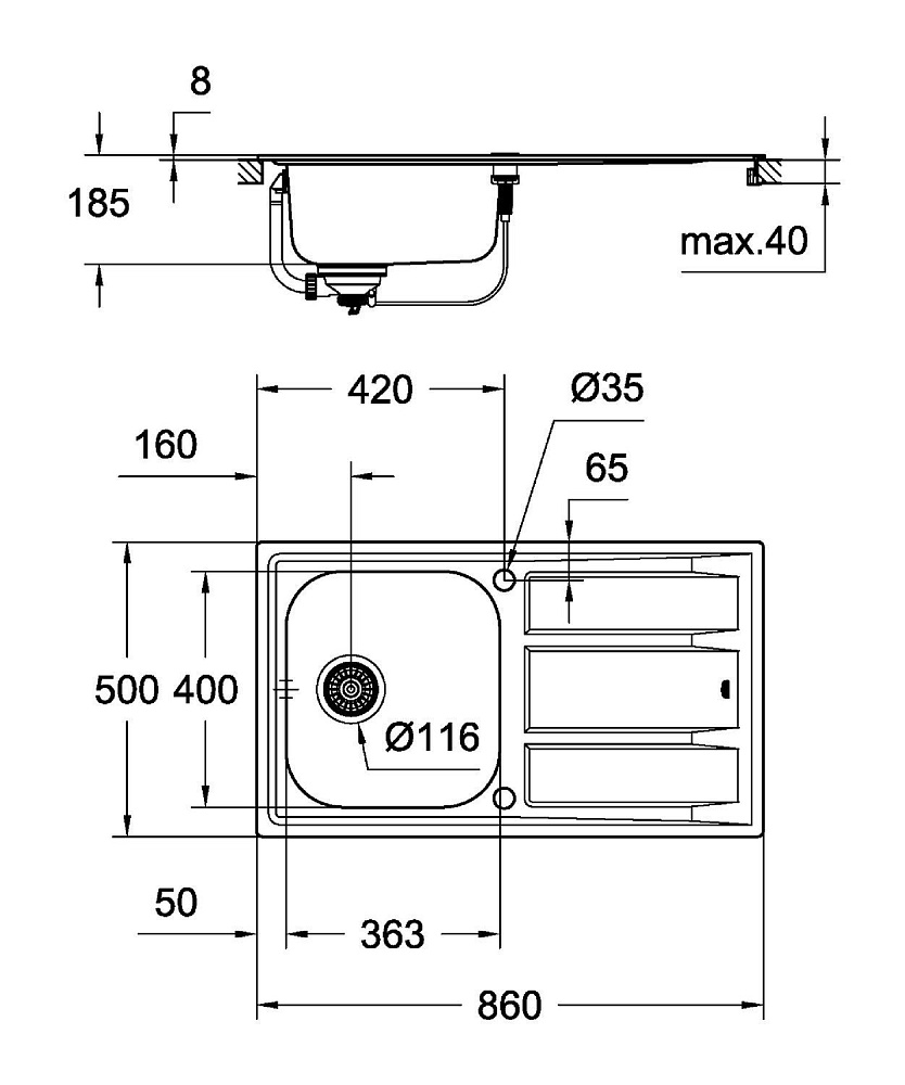 Мойка для кухни Grohe K400 Stainless Steel 31566SD0 купить в интернет-магазине сантехники Sanbest