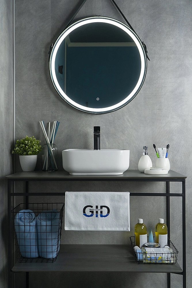 Раковина накладная Gid Geometrico 38,5 N9044 51165 белая купить в интернет-магазине Sanbest