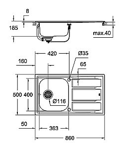 Мойка для кухни Grohe K400 Stainless Steel 31566SD0 купить в интернет-магазине сантехники Sanbest