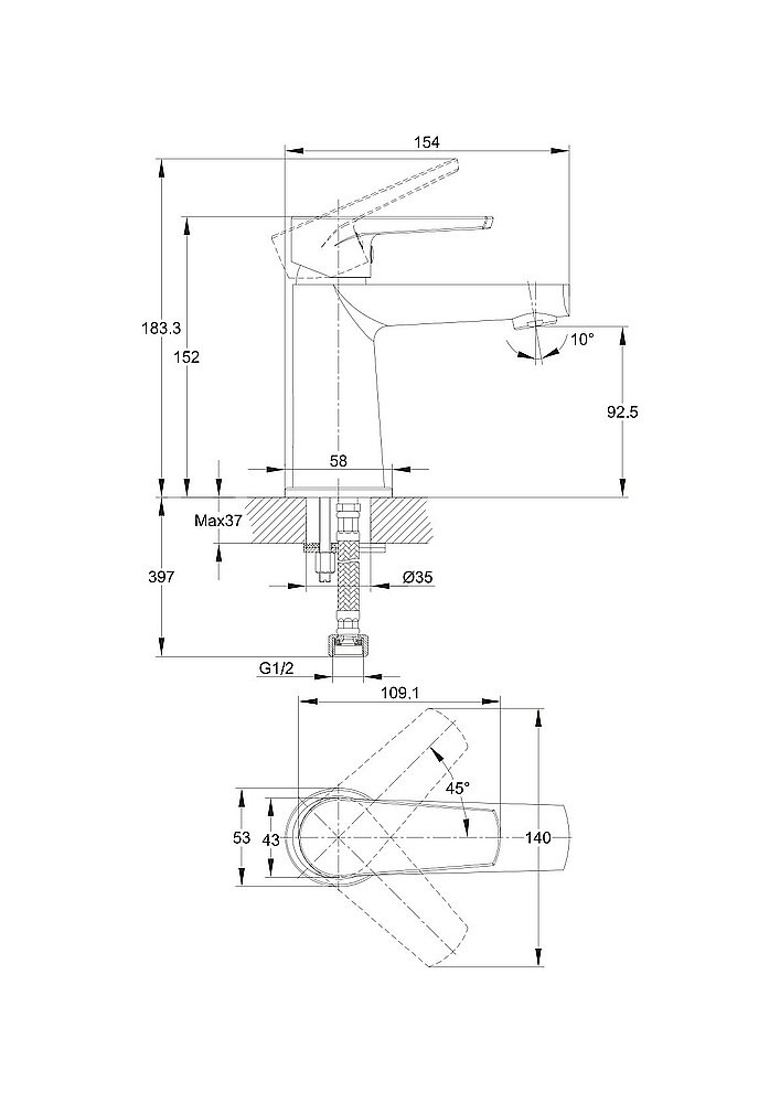 Смеситель для раковины Cersanit MODUO 64094 купить в интернет-магазине сантехники Sanbest