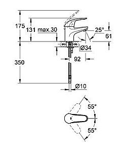 Смеситель для раковины Grohe Euroeco 32734 000 купить в интернет-магазине сантехники Sanbest