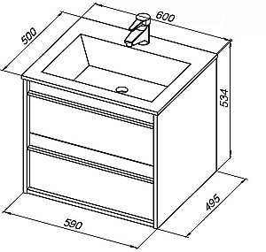 Тумба с раковиной Aquanet Lino 60 белый матовый для ванной в интернет-магазине Sanbest