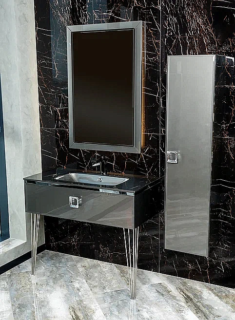 Консоль с раковиной Armadi Art LUCIDO 80 глянцевый графит для ванной в интернет-магазине сантехники Sanbest