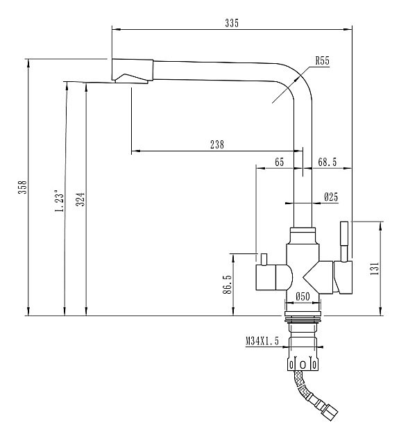 Смеситель для кухни 35k MIXLINE MLSS-0320 купить в интернет-магазине сантехники Sanbest