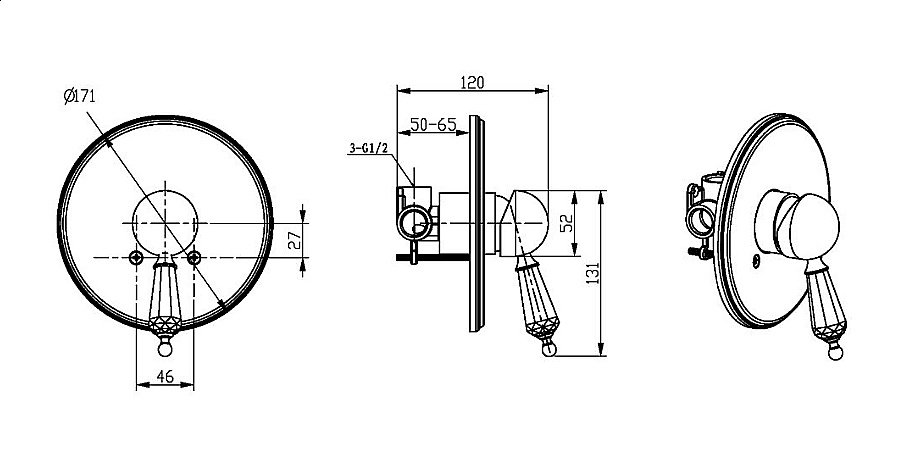 Смеситель для душа Boheme Imperiale Ripresa 325 купить в интернет-магазине сантехники Sanbest