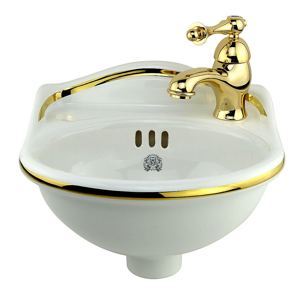 Раковина подвесная Migliore Milady 32 22817 белая, золото купить в интернет-магазине Sanbest