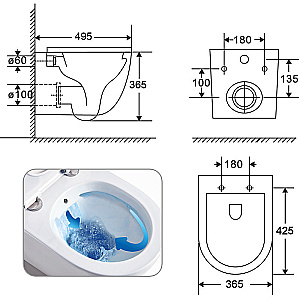 Унитаз подвесной с функцией биде Azario Grado AZ-046E-NR белый, безободковый, с крышкой микролифт купить в интернет-магазине Sanbest